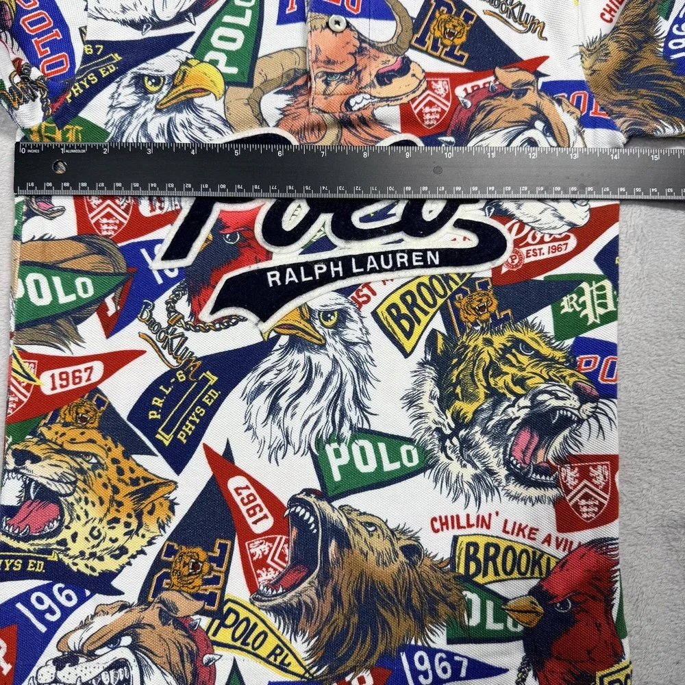 Polo Ralph Lauren Polo Shirt Boys 8 Multicolor All Over Print Chenille Logo - Picture 5 of 12
